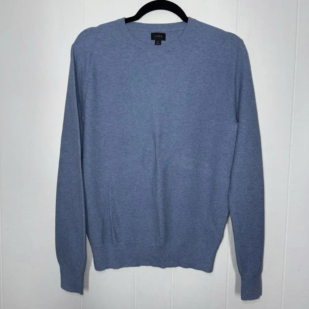 J. Crew Men’s Cotton Crewneck Sweater Garter Stitch Blue Size Small
